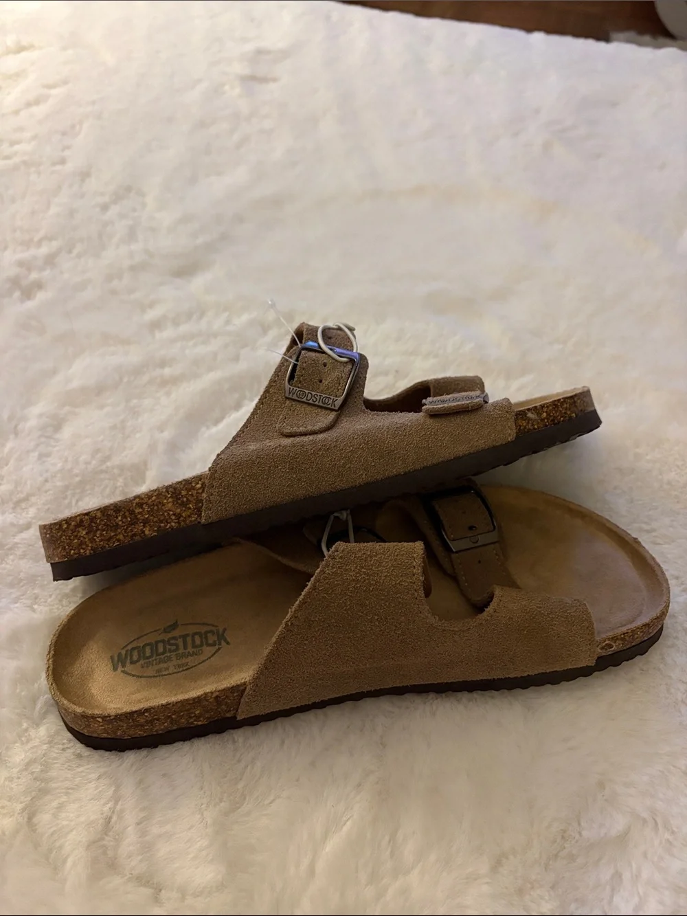 Woodstock Suede Sandals Neutral Taupe  Size: 6 unisex